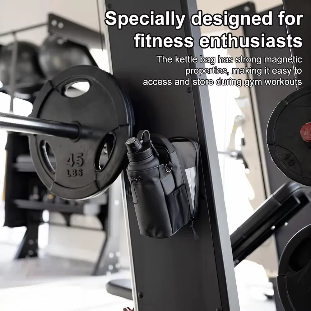 Magnetic Gym Bag with Phone Pocket, Portable Gym Water Bottle Pouch and Gym Accessories