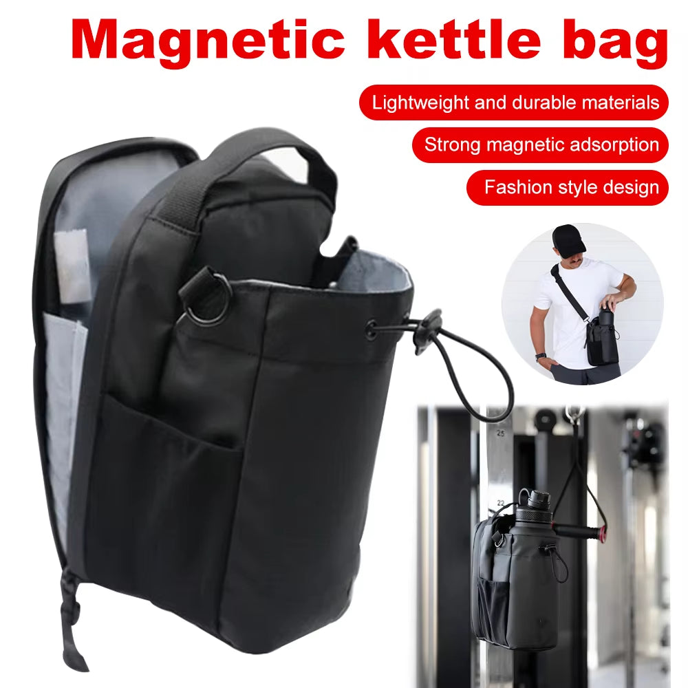 Magnetic Gym Bag with Phone Pocket, Portable Gym Water Bottle Pouch and Gym Accessories